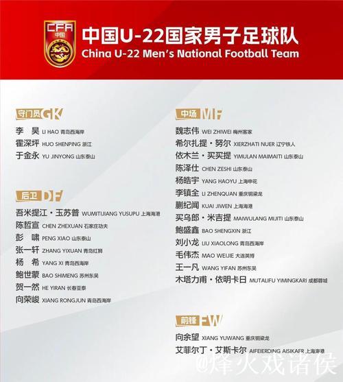 U23亚洲杯中国队大名单公布 王钰栋、蒯纪闻入围